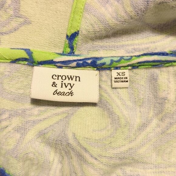 CROWN & Ivy Beach Hoodie pullover top shirt long sleeve cover up summer fall - Picture 7 of 9